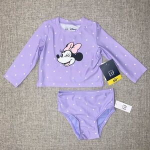 GAP Disney purple Minnie Mouse rash guard set 12-18m NWT